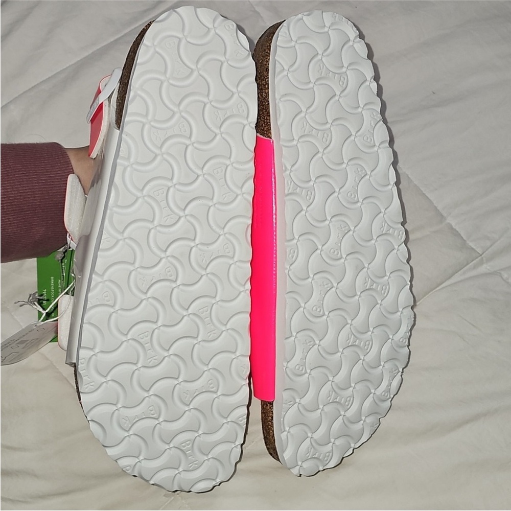 Birkenstock Womens Vegan Sandals L9-M7 40 Hot Pink & White Nwts - Picture 10 of 14